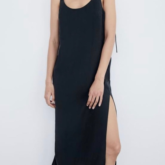 Zara Black Midi Dress small NWTs - Picture 3 of 9